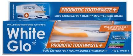 White Glo Probiotic Pasta Do Zębów 150 g + Szczoteczka + Szczoteczki Międzyzębowe 8 szt.