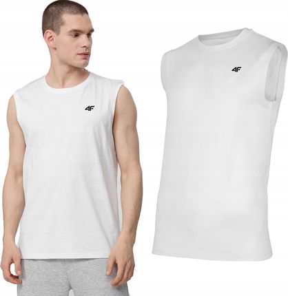 Bezrękawnik męski koszulka 4F SS23 M016 biały / czarny XXL