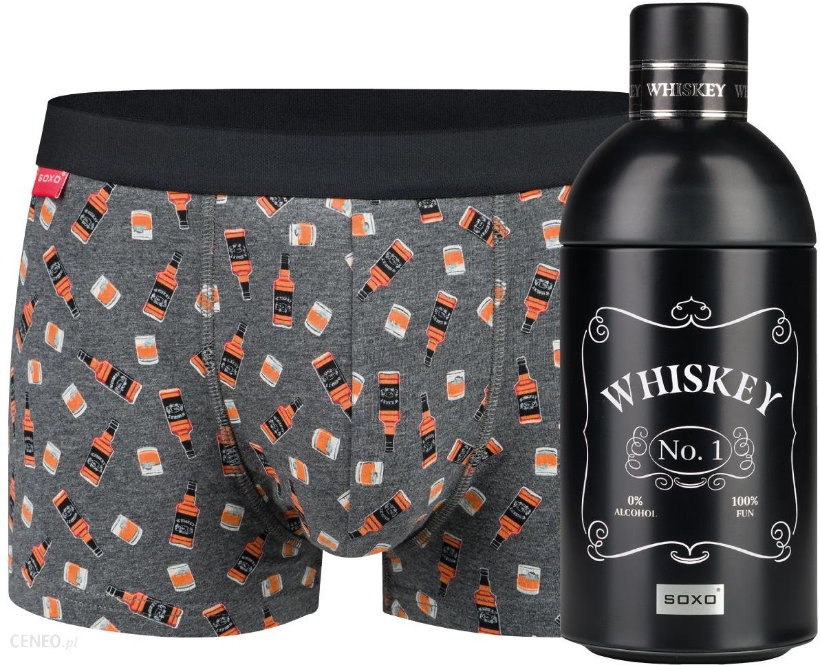 Bokserki męskie Whiskey w butelce SOXO | Pomysł na prezent | Dzień Chłopaka  | Majtki bawełniane