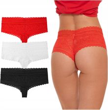 3x Figi Damskie Koronkowe Bikini Majtki Wysoki Stan Szorty Moraj XL