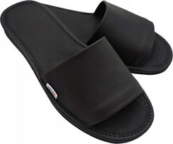 Klapki Skórzane Damskie kapcie skórzane Premium Czarne Noir