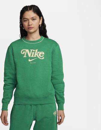 Damska dzianinowa bluza dresowa z półokrągłym dekoltem Nike Sportswear - Zieleń