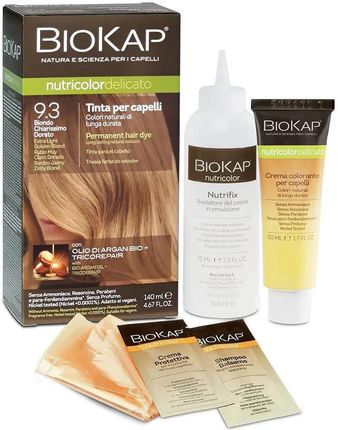 Bios Line Biokap Nutricolor Delicato Farba Koloryzująca Do Włosów 9.3 Bardzo Jasny Złoty Blond 140 ml