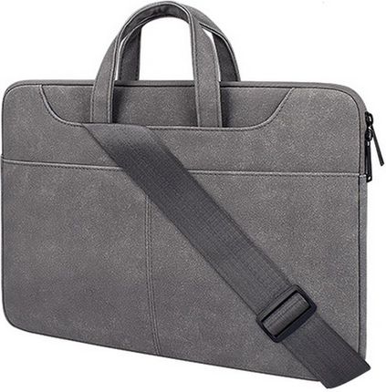 Sheepskin Briefcase torba zamszowa na ramię do laptopa HP Lenovo Apple MacBook Air/Pro 13/14/15/16 (Dark Gray)