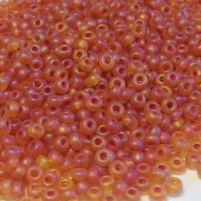 Rocaille 8/0 Czech Seed Beads Honey/Peach Rainbow Matte 10g