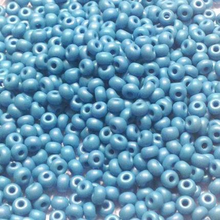 Preciosa Rocaille 6/0 Czech Seed Beads Alabaster Satin Blue Turquoise -10g