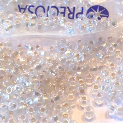 Preciosa Rocaille 6/0 Czech Seed Beads Silver Lined Milky Crystal Ab 10g