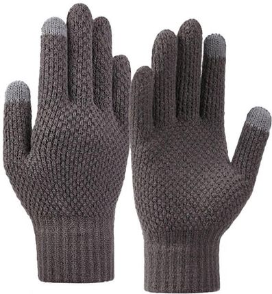 Rękawiczki plecione do telefonu zimowe - szare