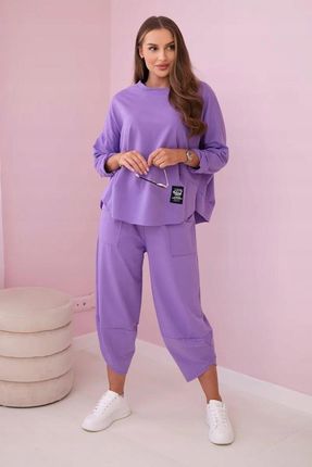 Komplet bawełniany bluza + spodnie fioletowy