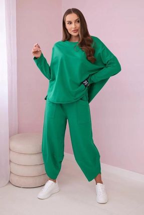 Komplet bawełniany bluza + spodnie zielony włoski