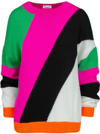 Sweter damski w kolorowe skośne pasy LINDA