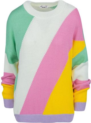 Sweter damski w kolorowe skośne pasy LINDA
