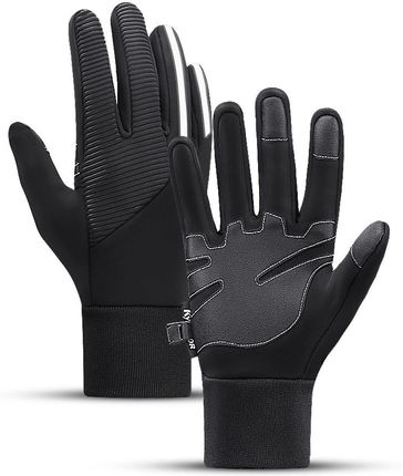 Rękawiczki sportowe do telefonu ocieplane antypoślizgowe (rozmiar M) - czarne
