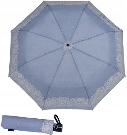 Parasolka Damska składana półautomatyczna Doppler błękitna kwiaty włókno