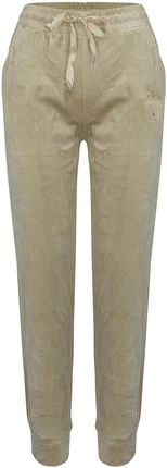 Welurowe spodnie dresowe wiązane z haftem LAILA