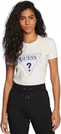 Guess T-Shirt damski W3RI18 J1314 Różowy Slim S