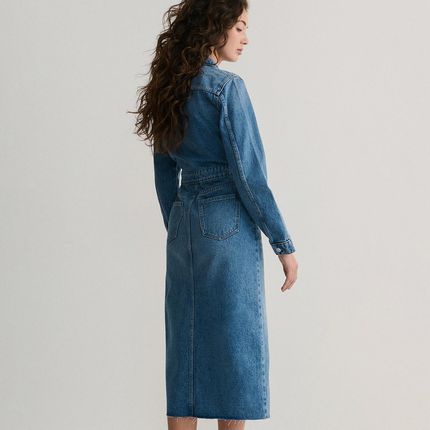 Reserved - Jeansowa sukienka midi - Niebieski