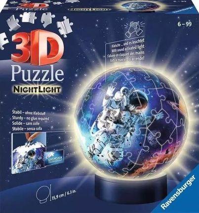 Ravensburger Puzzle 3D 11264 Night Light Ball Astronauc W Kosmosie 72El.