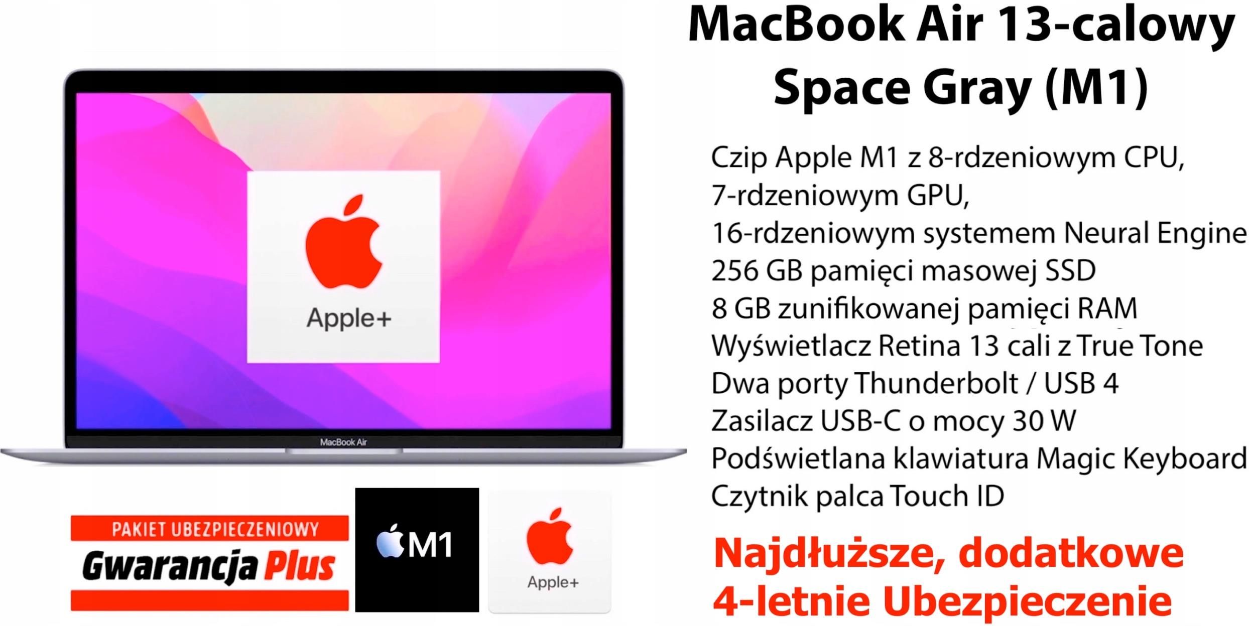 MacBook本体 MacBook Air (M1, 2020) 8GB HD245.11GB Laptop Apple MacBook Air M1 - Sklepy, Opinie, Niska Cena w