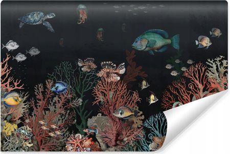 Muralo Fototapeta Dla Dzieci Kolorowe Ryby Ocean Rafa Koralowa Styl Retro 368X254