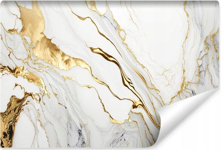 Muralo Fototapeta Ścienna Biały Marmur Elementy Złota Abstrakcja Kamień 180X120