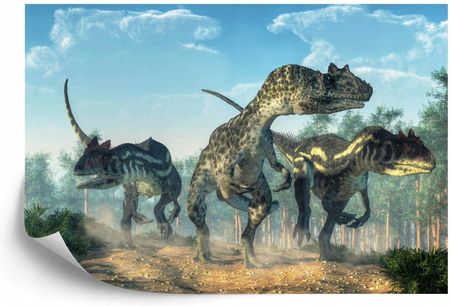 Doboxa Fototapeta Flizelina Trzy Dinozaury W Lesie 152.5X104
