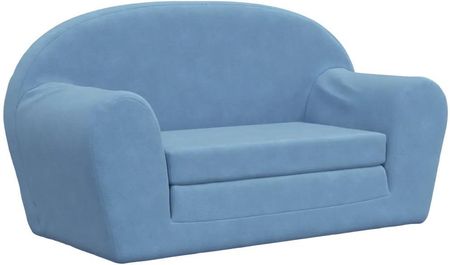 Vidaxl 2-Os. Sofa Dla Dzieci Rozkładana Niebieska Miękki Plusz