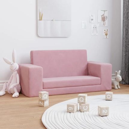 Vidaxl 2-Os. Sofa Dla Dzieci Rozkładana Różowa Miękki Plusz