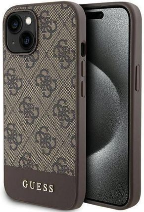 Guess Oryginalne Etui Iphone 13 14 15 Hardcase 4G Stripe Collection Guhcp15Sg4Glbr Brązowe