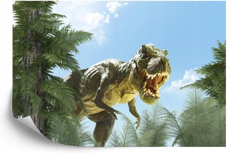 Doboxa Fototapeta Vinyl Gładki Wielki Dinozaur T-Rex I Palmy 450X300