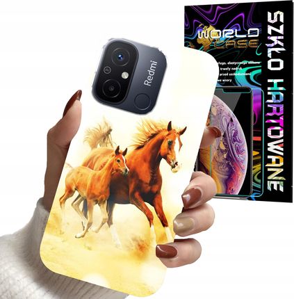 World Case Etui Do Xiaomi Redmi 12C Konie Koń Obudowa Z Koniem Szkło