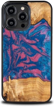 Bewood Etui Z Drewna I Żywicy Na Iphone 15 Pro Max Unique Vegas Różowo Niebieskie