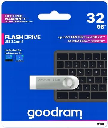 Goodram Pendrive UNO3 32GB USB 3.2 Gen1 Srebrny (UNO30320S0R11)
