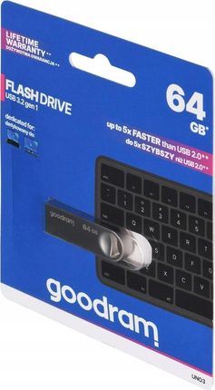Goodram Pendrive UNO3 64GB USB 3.2 Gen1 Srebrny (UNO30640S0R11)