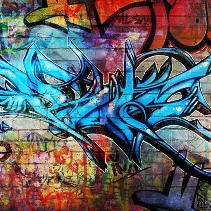 Artpro Fototapeta 3D Na Ścianę  300X210  Niebieskie Graffiti