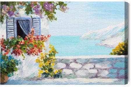 Doboxa Obraz Na Płótnie Morze Dom I Kwiaty 30x20 LB-518-C (LB518C3020)