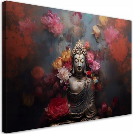 Feeby Obraz na płótnie, Budda Kwiaty Zen Abstrakcja 100x70 (5905726317454)