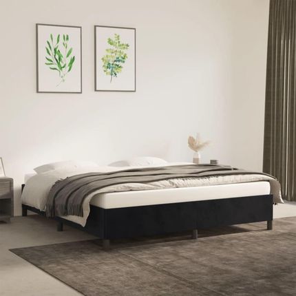 VidaXL Rama łóżka, czarna, 160 x 200 cm, tapicerowana aksamitem