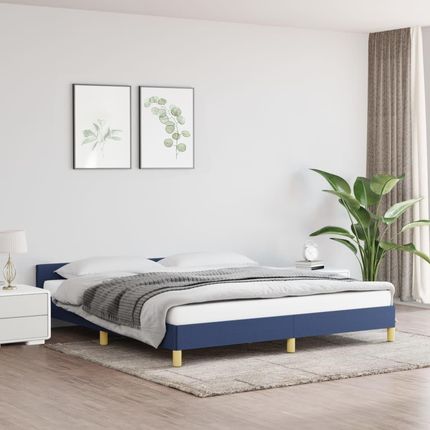 VidaXL Rama łóżka z zagłówkiem, niebieska, 160 x 200 cm, obita tkaniną