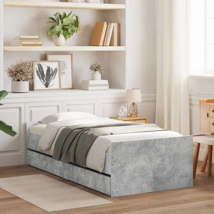 Rama łóżka z szufladami, szarość betonu, 90x190 cm