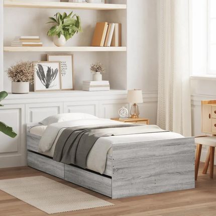 Rama łóżka z szufladami, szary dąb sonoma, 90x190 cm