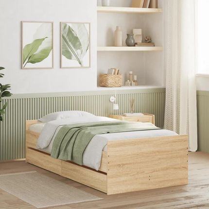 Rama łóżka z szufladami, dąb sonoma, 90x190 cm