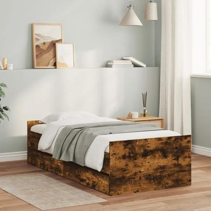Rama łóżka z szufladami, przydymiony dąb, 90x190 cm