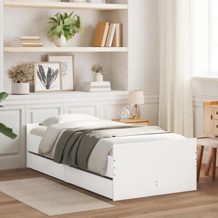Rama łóżka z szufladami, biała, 90x190 cm