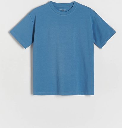 Reserved - Bawełniany t-shirt oversize - Niebieski