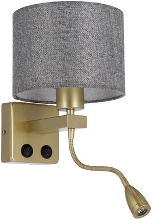 Candellux Polo Lampa Kinkiet Złoty 1X40W E27 + 2W Led Abażur Okrągły Szary (21-20253) (2120253)