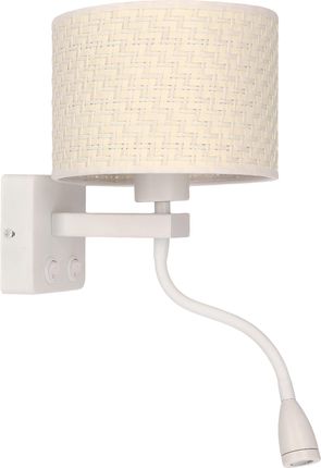 Candellux Polo Lampa Kinkiet Biały 1X40W E27+2W Led Abażur Kremowy (21-27665) (2127665)