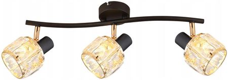 Candellux Dubai Lampa Sufitowa Listwa Czarny 3X40W E14 Klosz Różowy Złoty Kryszt Transp (93-30191)