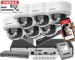 System monitoringu IP Hikvision 6x kamera kopułowa na podbitkę DS-2CD1143G2-LIU 4Mpx Podwójny oświetlacz IR+LED Detekcja 2.0