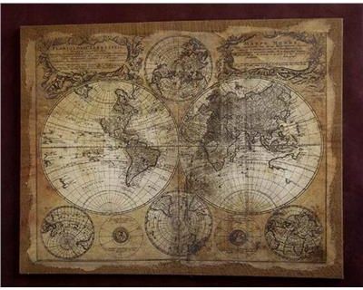 Antyki24 Obraz Mapa Świata na Płótnie Blejtram 70x90cm